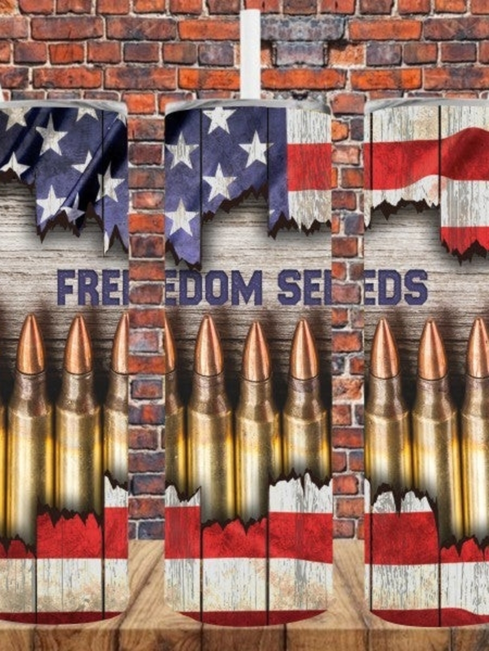 Sublimation Tumbler Patriotic 'Freedom Seeds' Ammo